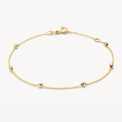 Armband 2224YGO van 14k geelgoud met kleine bolletjes en fijne schakels.