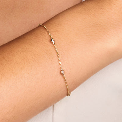 14ct Gold Cubic Zirconia Bezel Set Bracelet