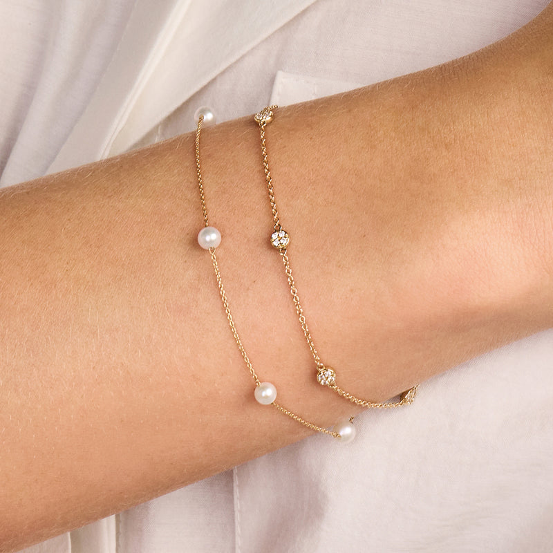 Bracelet avec motifs cercles sertis de zircones or 14 carats