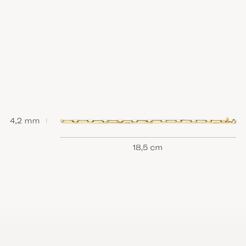 Bracelet en or jaune 14k à gros maillons, 18,5 cm de long et 4,2 mm de large.