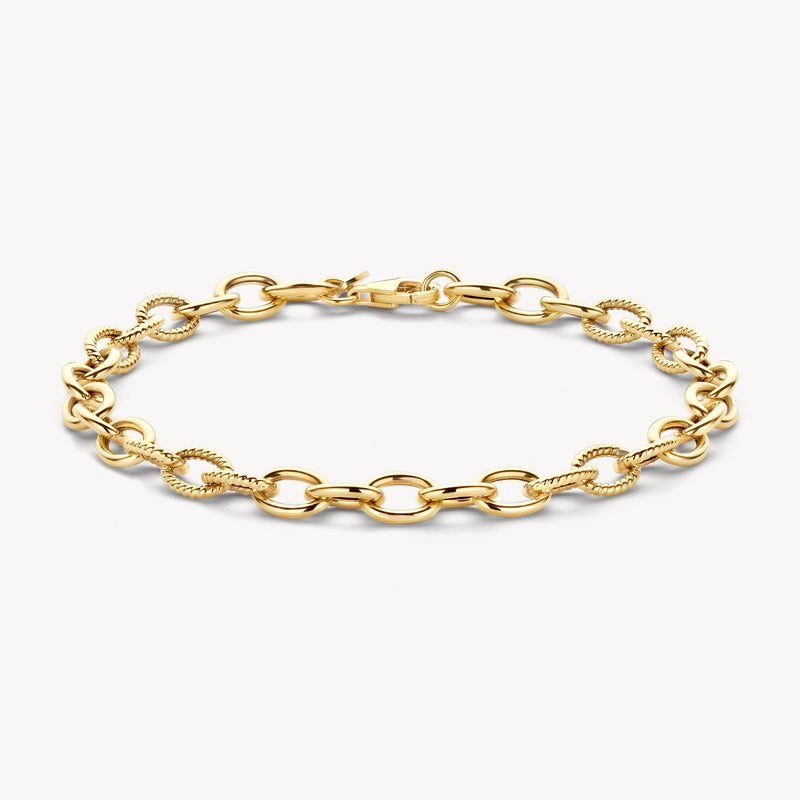 Bracelet en or jaune 14k avec des maillons massifs et une finition brillante.