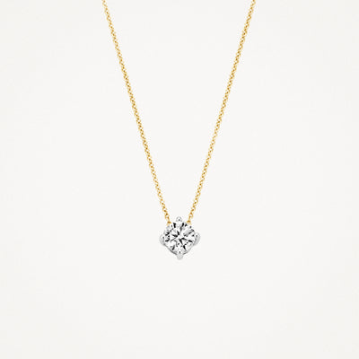 Collier bicolore avec Or jaune et blanc 14k et Pendentifs en Zircone scintillante.