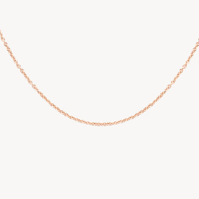 Fijne ketting van 14k rosé goud met kleine schakels in bicolor goud.