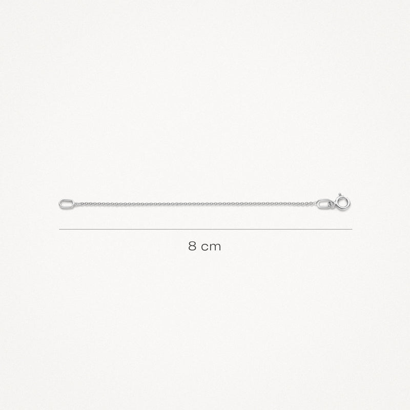 14k witgouden collier verlengstukje van 8 cm met fijne schakels en veerring sluiting.