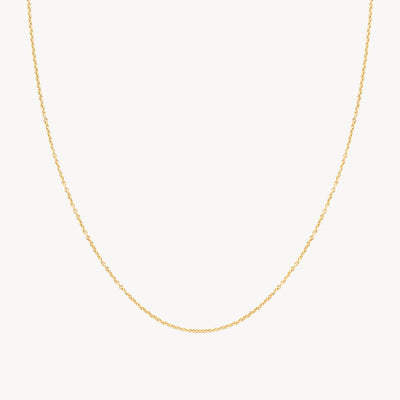 Fijne ketting van 14k geel goud met subtiele schakelstructuur.