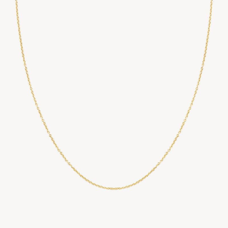 Fijne ketting van 14k geel goud met subtiele schakelstructuur.