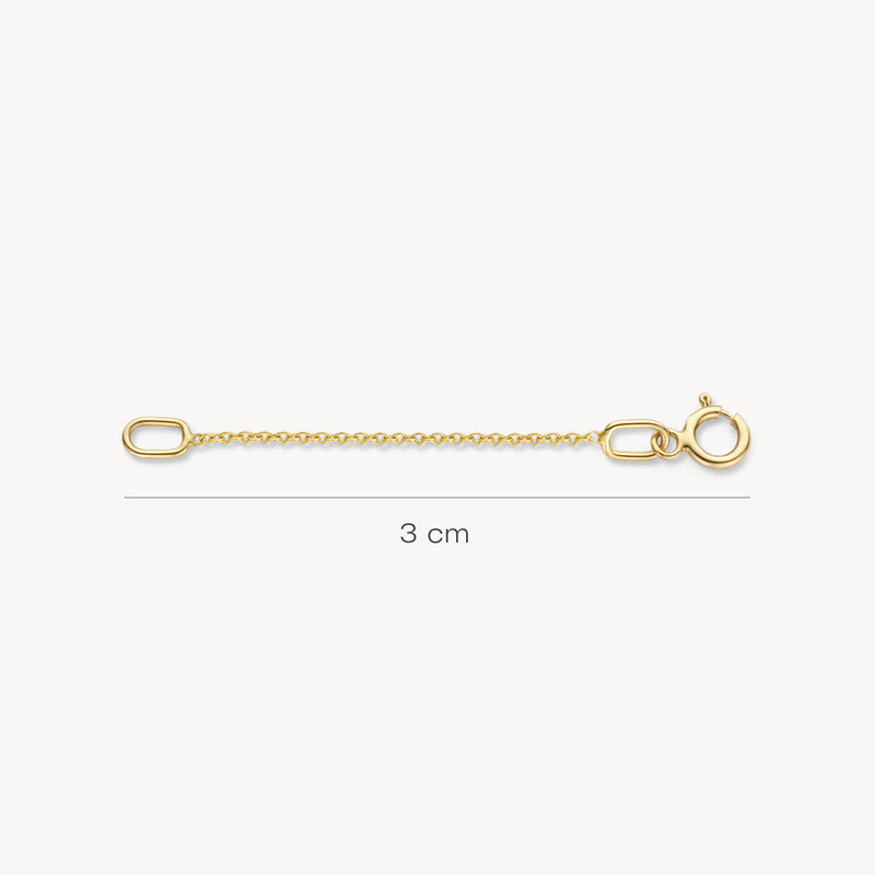 14k geelgoud ketting verlengstukje met fijne schakels, 3 cm lang.