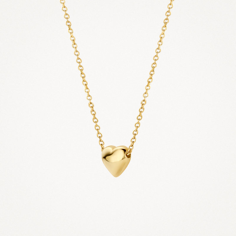 14k geelgouden ketting met fijn schakelhartje in 14k goud.