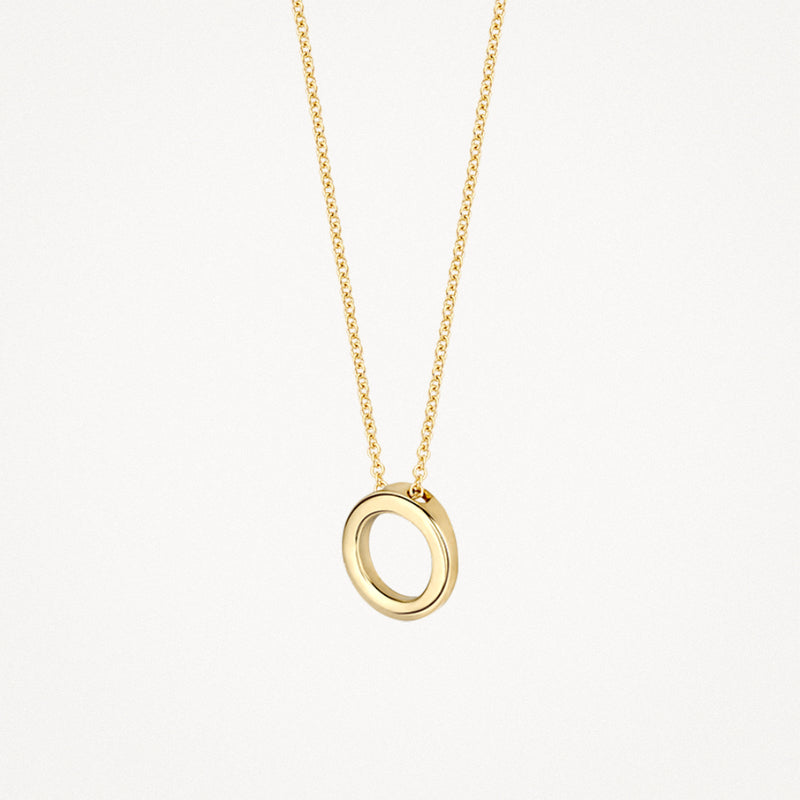 Halskette aus 585er Gelbgold mit rundem Anhänger und feiner Gliederkette.