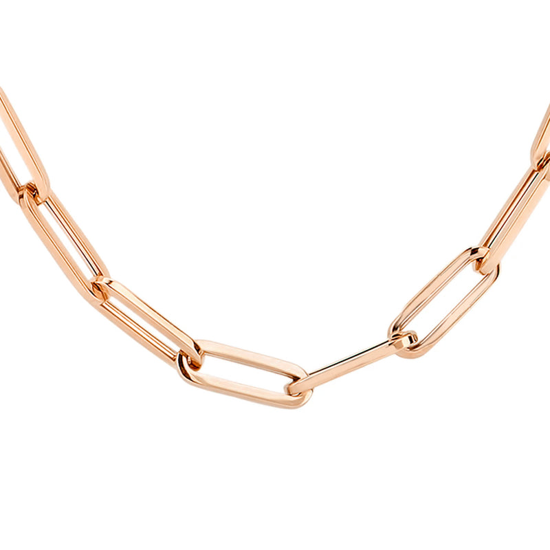Collier met grove schakels van 14k rosé goud in bicolor goudstijl.