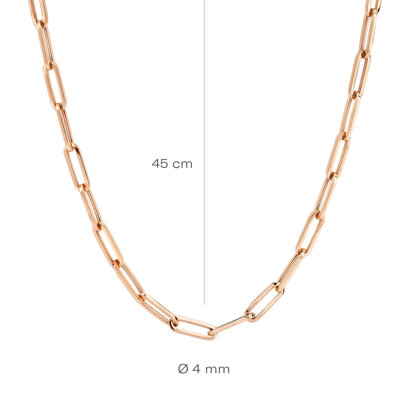 Collier van 14k rosé goud met grove schakel van 45 cm en 4 mm breedte.