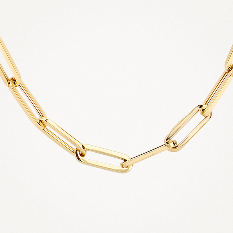Schakelketting van 14k geelgoud met grove rechthoekige schakels.