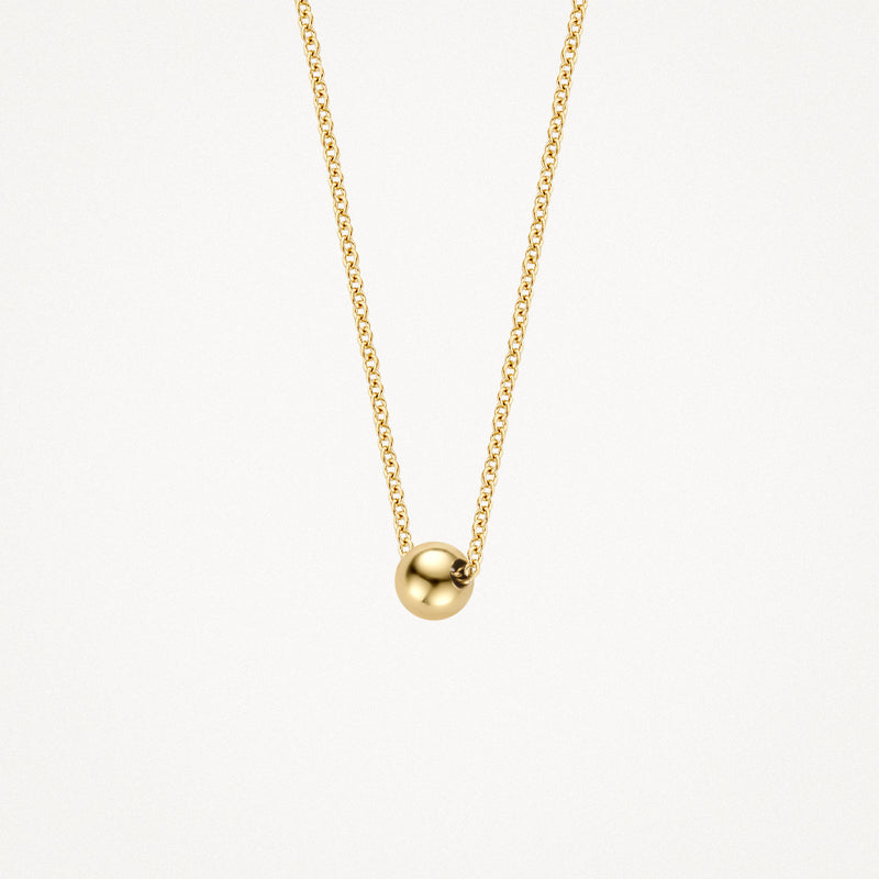14k geelgouden fijne schakelketting met bolvormige hanger.
