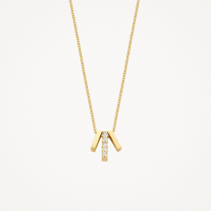 Chaîne en or jaune 14k à maillons fins et Pendentifs avec détails en Zircone.