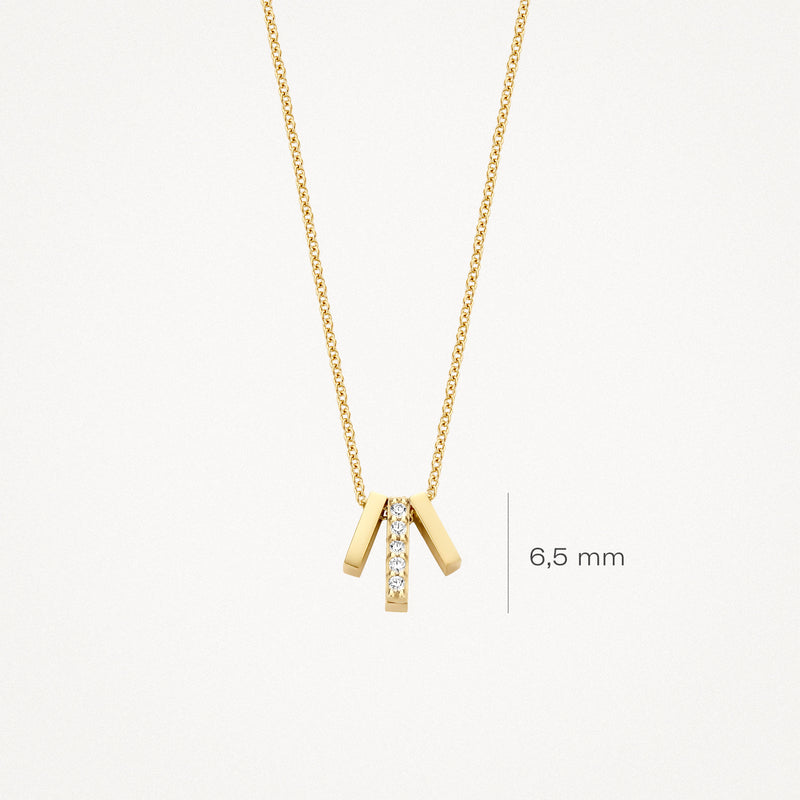 Chaîne en or jaune 14k à maillons fins avec pendentif en Zircone mesurant 6,5 mm.