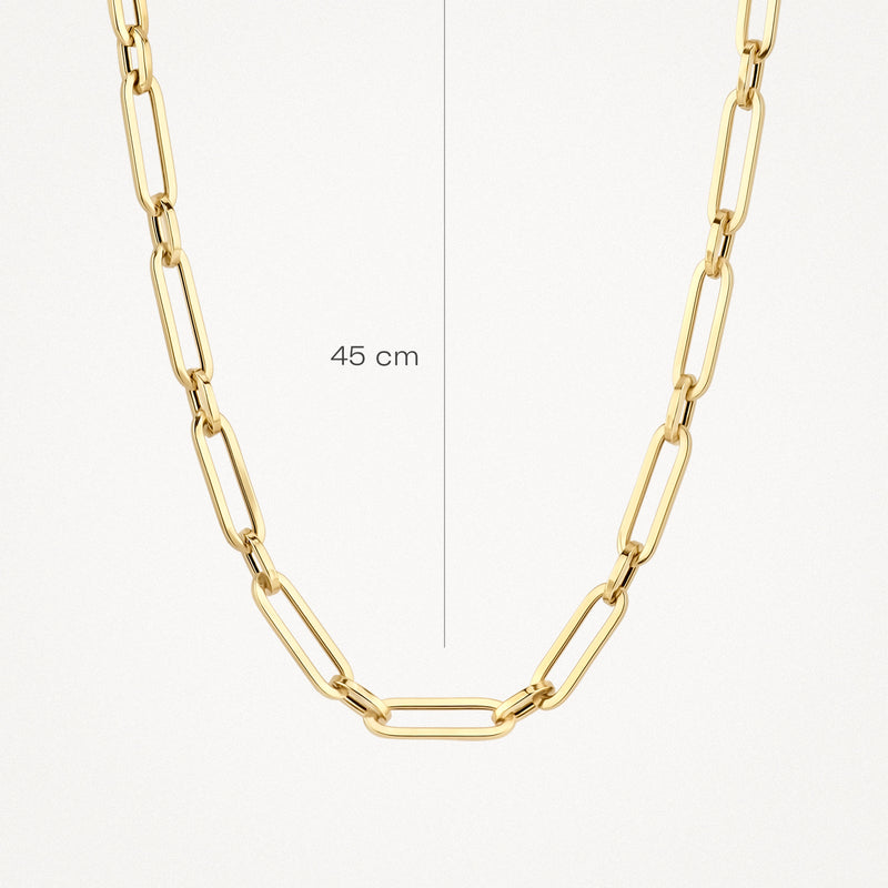 Kettingen van 14k geelgoud met grove schakels, 45 cm lengte.