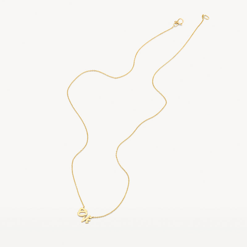 14k geelgouden fijne schakelketting met kleine hanger en sluiting.