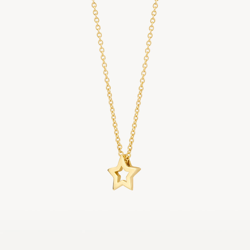 14k goud ketting met fijn opengewerkt stervormig hangertje.
