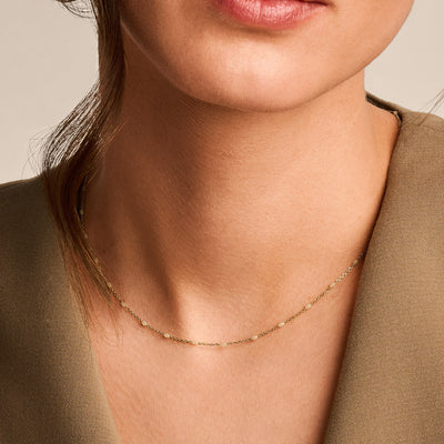 14ct Gold White Resin Bead Chain Necklace