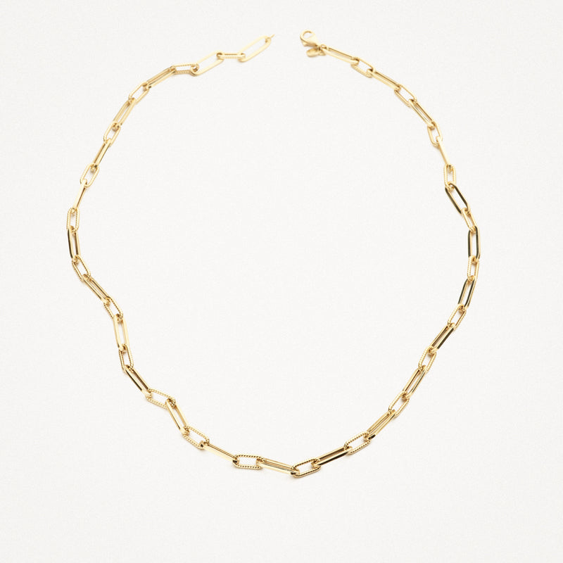 Gliederkette aus 585er Gelbgold mit groben, rechteckigen Gliedern.