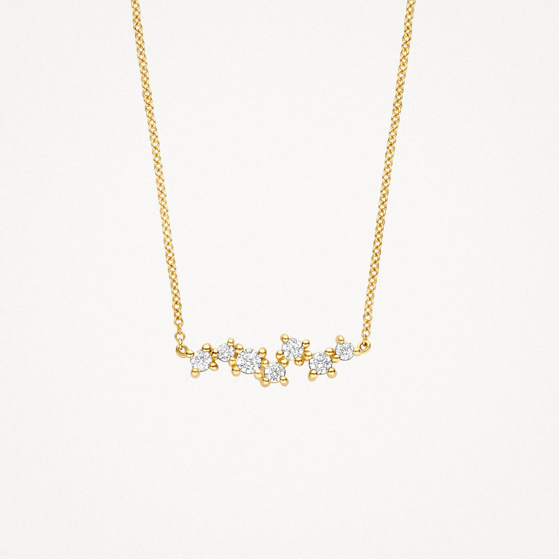 Bicolor goud ketting met fijne schakels en sprankelende zirkonia in 14k goud.