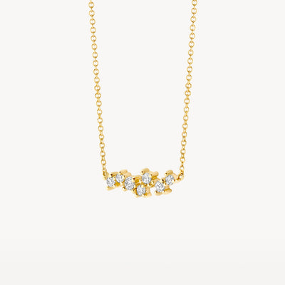 Bicolor goud ketting met fijne schakels en zirkonia's in 14k geel goud.