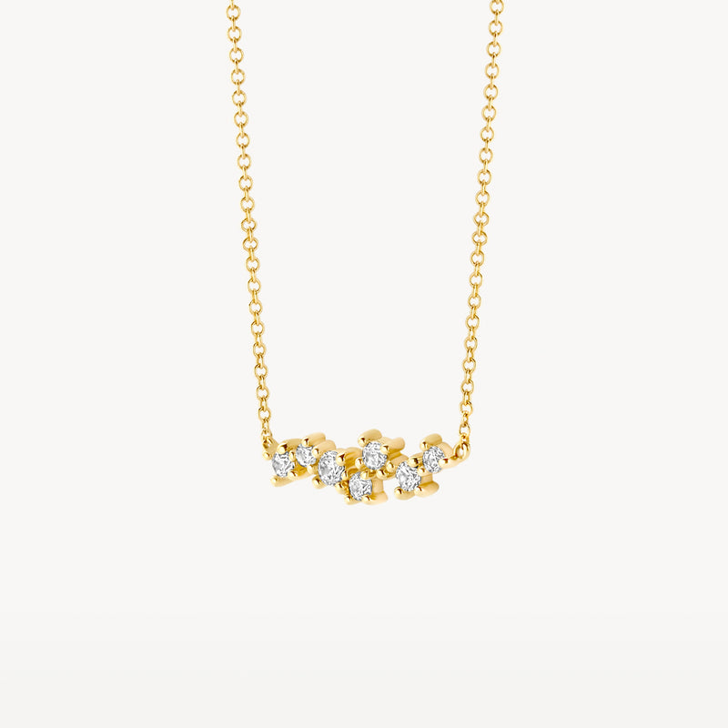 Bicolor goud ketting met fijne schakels en zirkonia's in 14k geel goud.