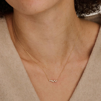 14ct Gold Zirconia Bar Necklace