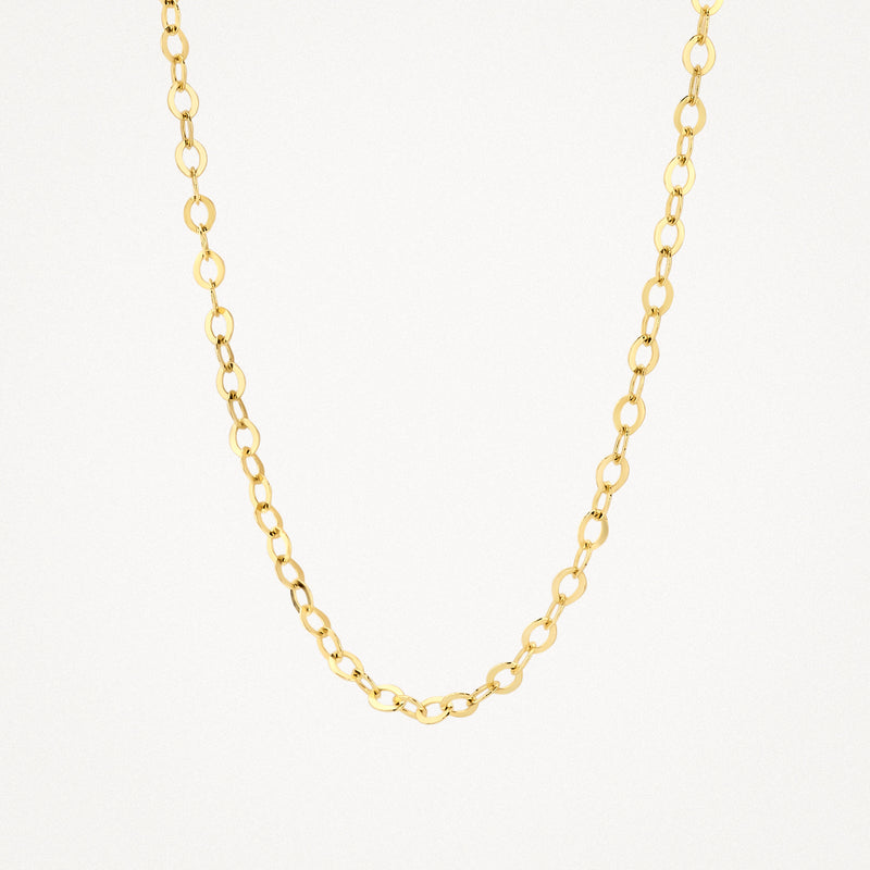 Fijne schakelketting van 14k goud met ovale schakels in warm geelgoud.