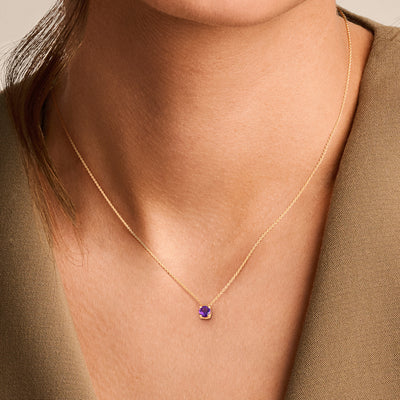 Collier avec pendentif améthyste en or 14 carats