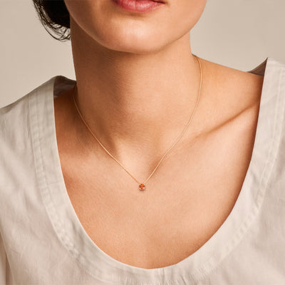 14k geel goud ketting met kleine Madera citrien hanger.