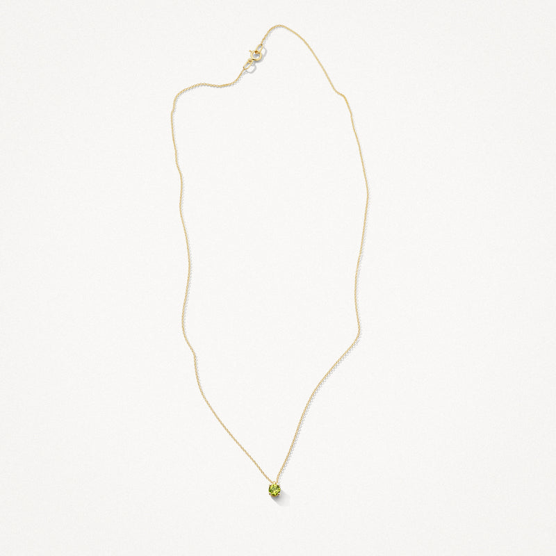 14k goud ketting met kleine peridot hanger en fijne schakels.