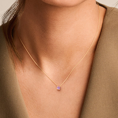 Collier pendentif améthyste rose en or 14 carats