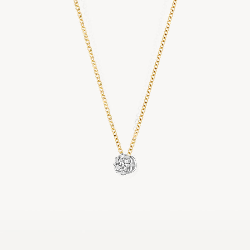 Bicolor collier met 14k geel goud ketting en 14k wit goud diamantzetting.