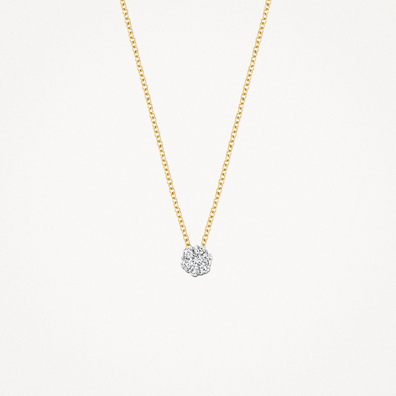 Bicolor gouden collier met 14k geel en wit goud en een fonkelende natuurlijke diamant.