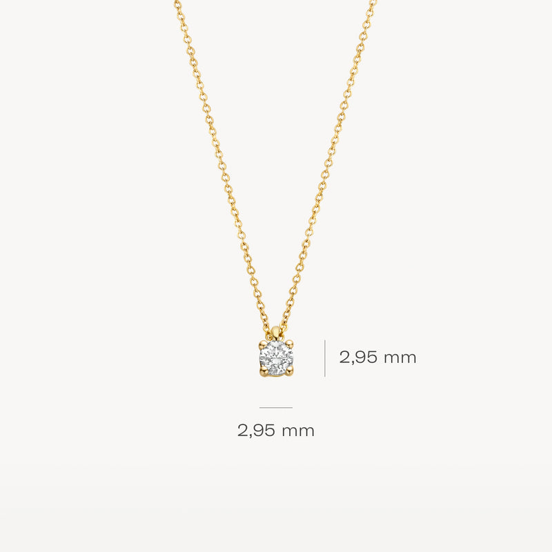 14k geel gouden collier met 2,95 mm ronde natuurlijke diamant aan fijne ketting.