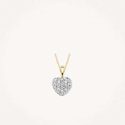 Bicolor hanger met 14k geel goud en hartvormige cluster zirkonia in 14k wit goud.