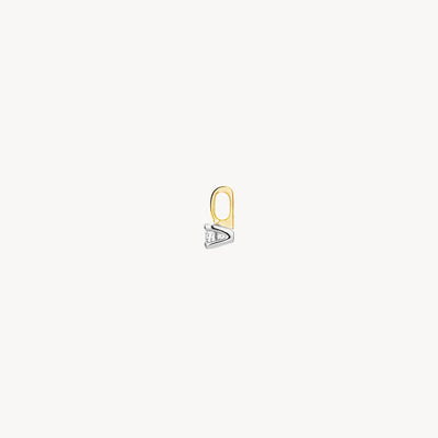 Bicolor hanger met solitaire natuurlijke diamant van 14k geel en wit goud.
