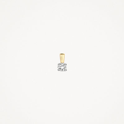 14k geel goud hanger met solitair natuurlijke diamant in wit goud.