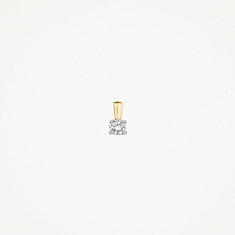 14k geel goud hanger met solitair natuurlijke diamant in wit goud.