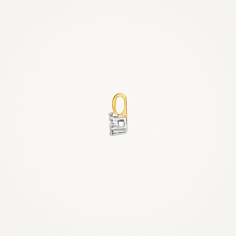 Bicolor hanger met 14k geel en wit goud en een kleine natuurlijke diamant.
