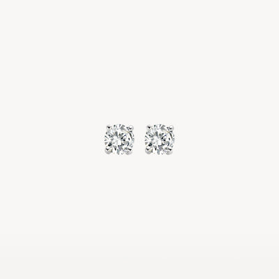 14k witgouden oorknoppen met fonkelende zirkonia stenen.