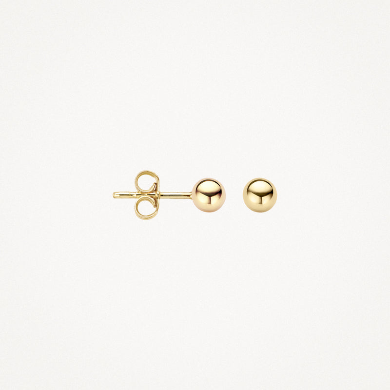 Oorknoppen van 14k geel goud met gladde, bolvormige afwerking.