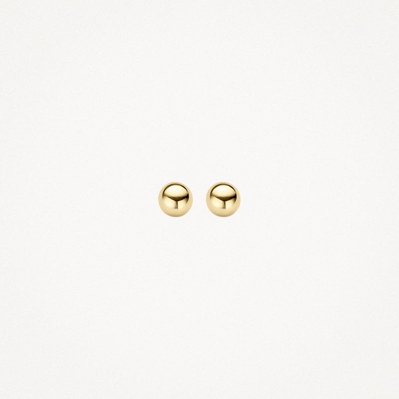 14k geelgouden ronde oorknoppen met glanzende afwerking.