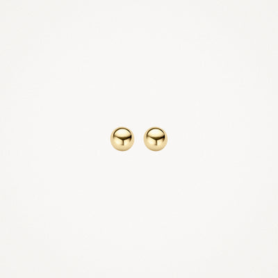 Puces d'oreilles rondes en or jaune 14k avec finition polie.