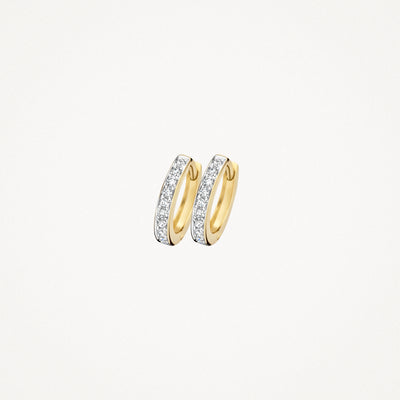 Oorringen van 14k goud en 14k wit goud met glinsterende zirkonia in bicolor design.