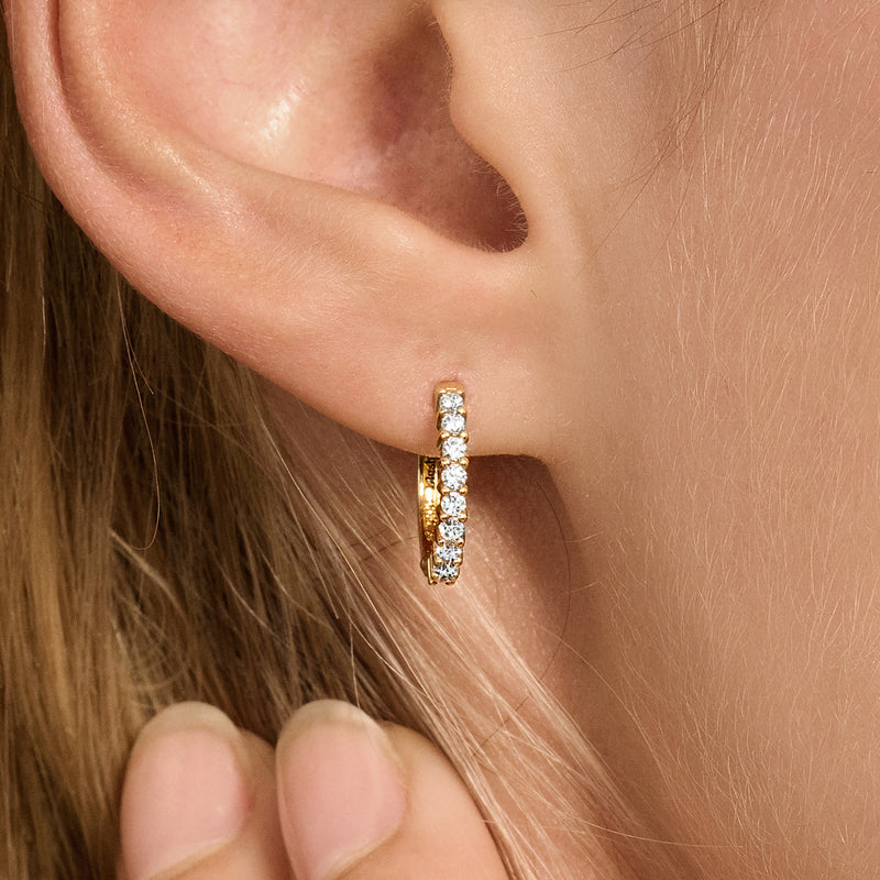 Oorringen met pavé zirkonia 12,5mm 14k goud