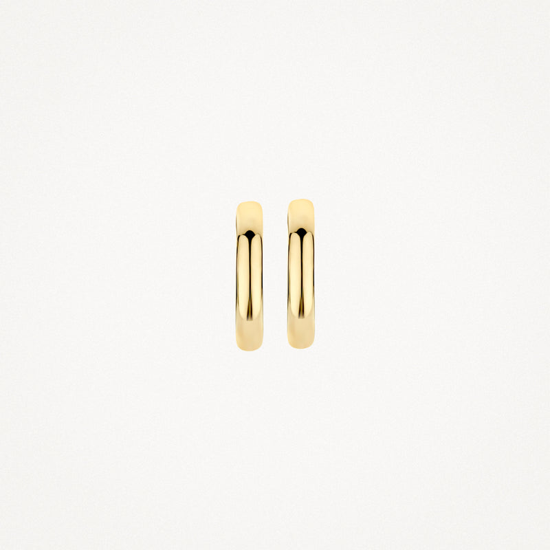 Anneaux d'oreilles en or jaune 14k avec finition brillante et bande étroite.