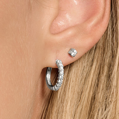 Oorknopjes zirkonia ⌀ 2.5 mm in 14k Wit goud