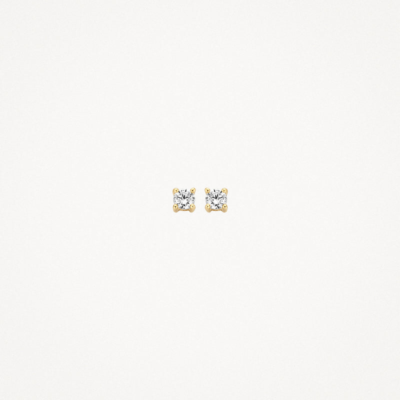 Oorknoppen van 14k geelgoud met fonkelende vierkante diamant.